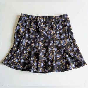 Zara Trafaluc black floral mini skirt with ruffle (S)